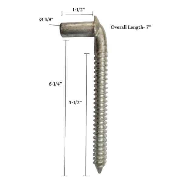 5/8"X6"X1.5" Gr2 Hdg Lag Hinge Spring Creek Products